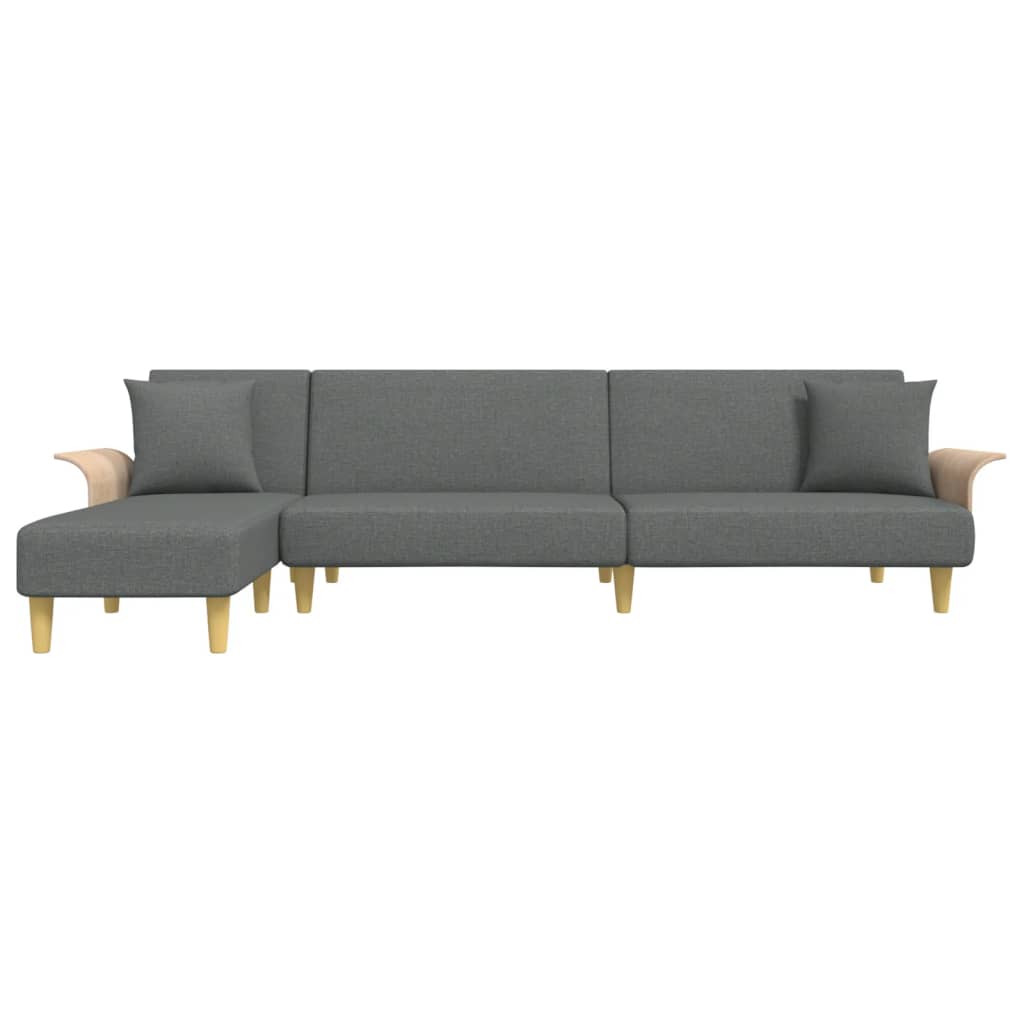 Divano Letto a L Grigio Scuro 279x140x70 cm in Tessuto - homemem39