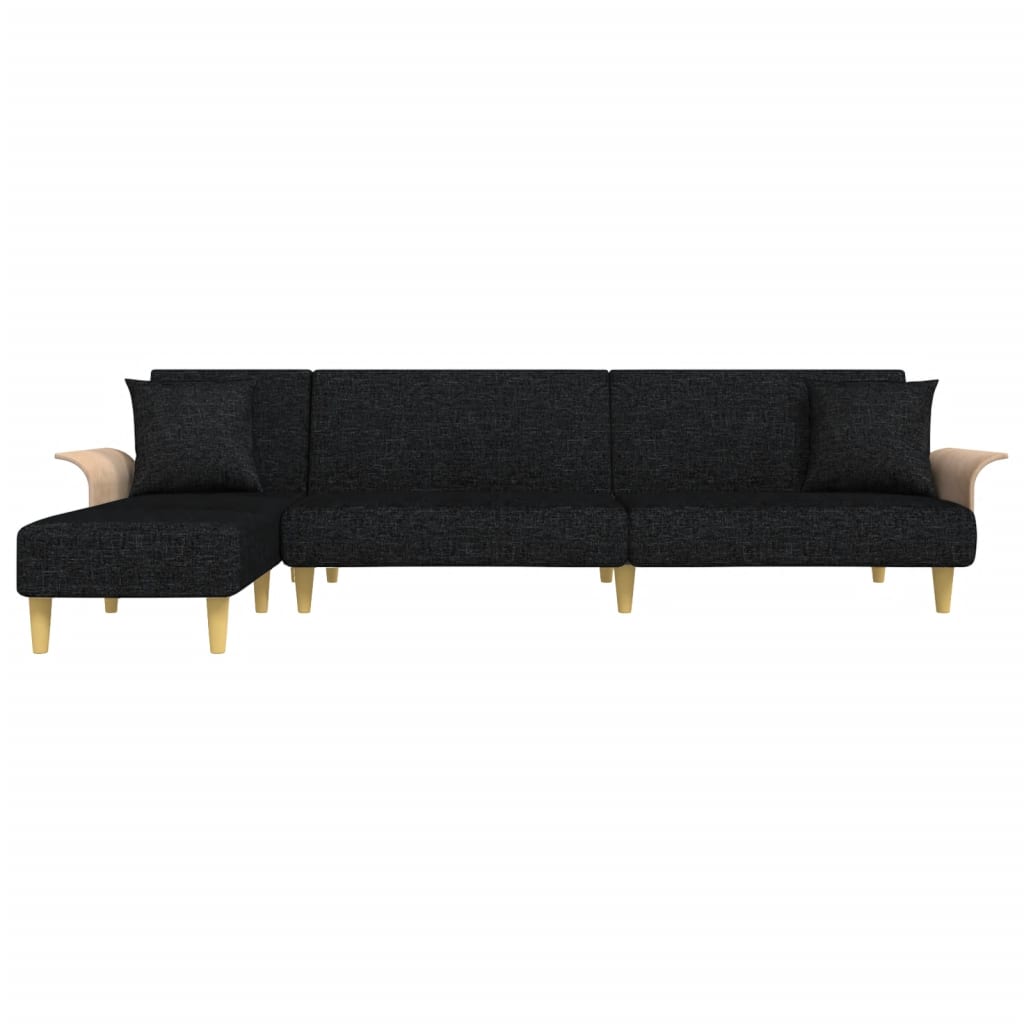 Divano Letto a L Nero 279x140x70 cm in Tessuto - homemem39