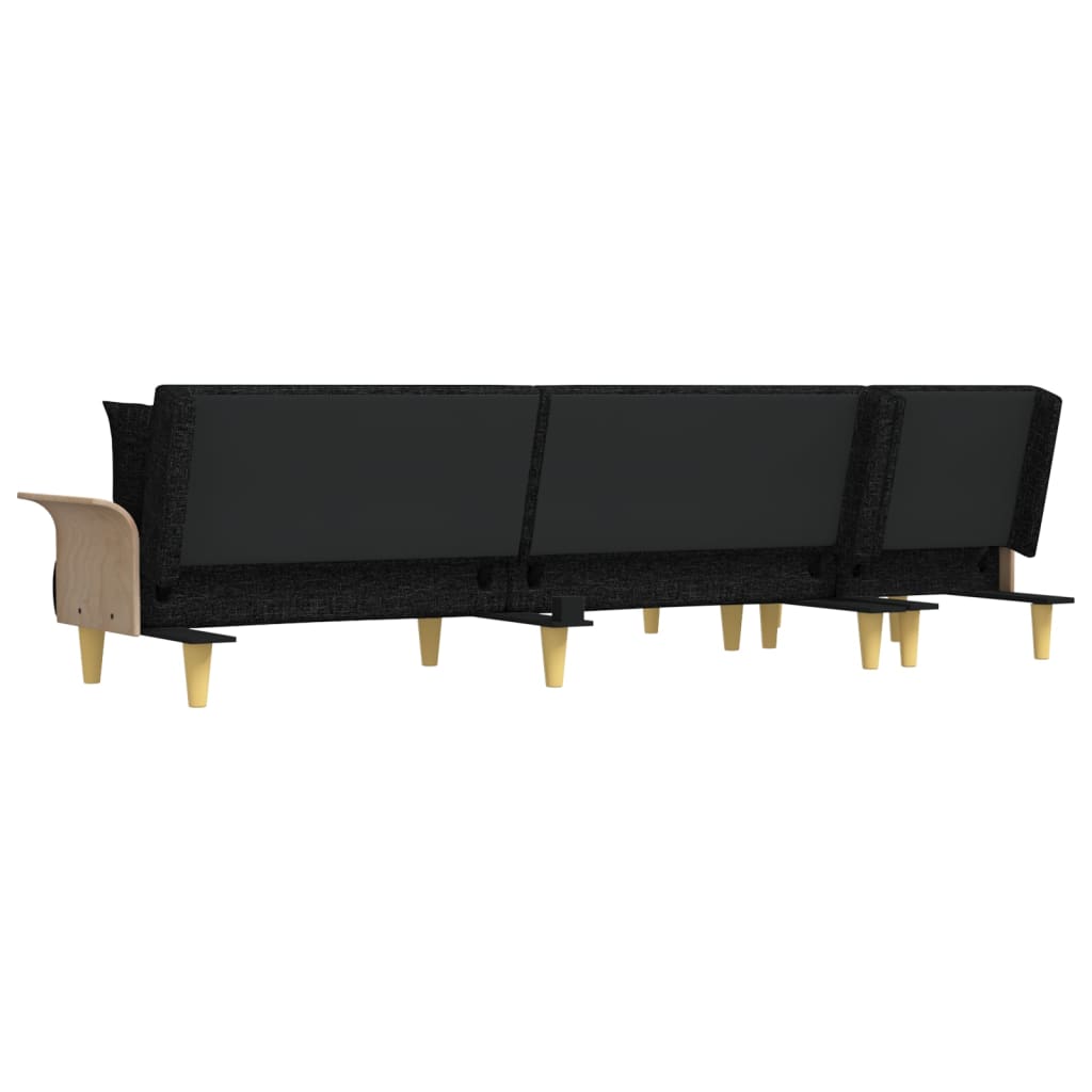 Divano Letto a L Nero 279x140x70 cm in Tessuto - homemem39