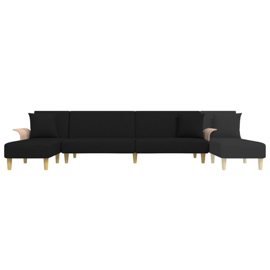 Divano Letto a L Nero 279x140x70 cm in Tessuto - homemem39