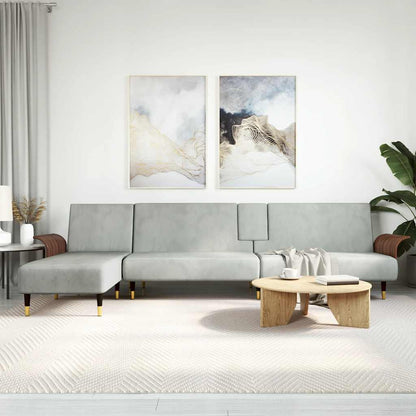 Divano Letto a L Grigio Chiaro 279x140x70 cm in Velluto