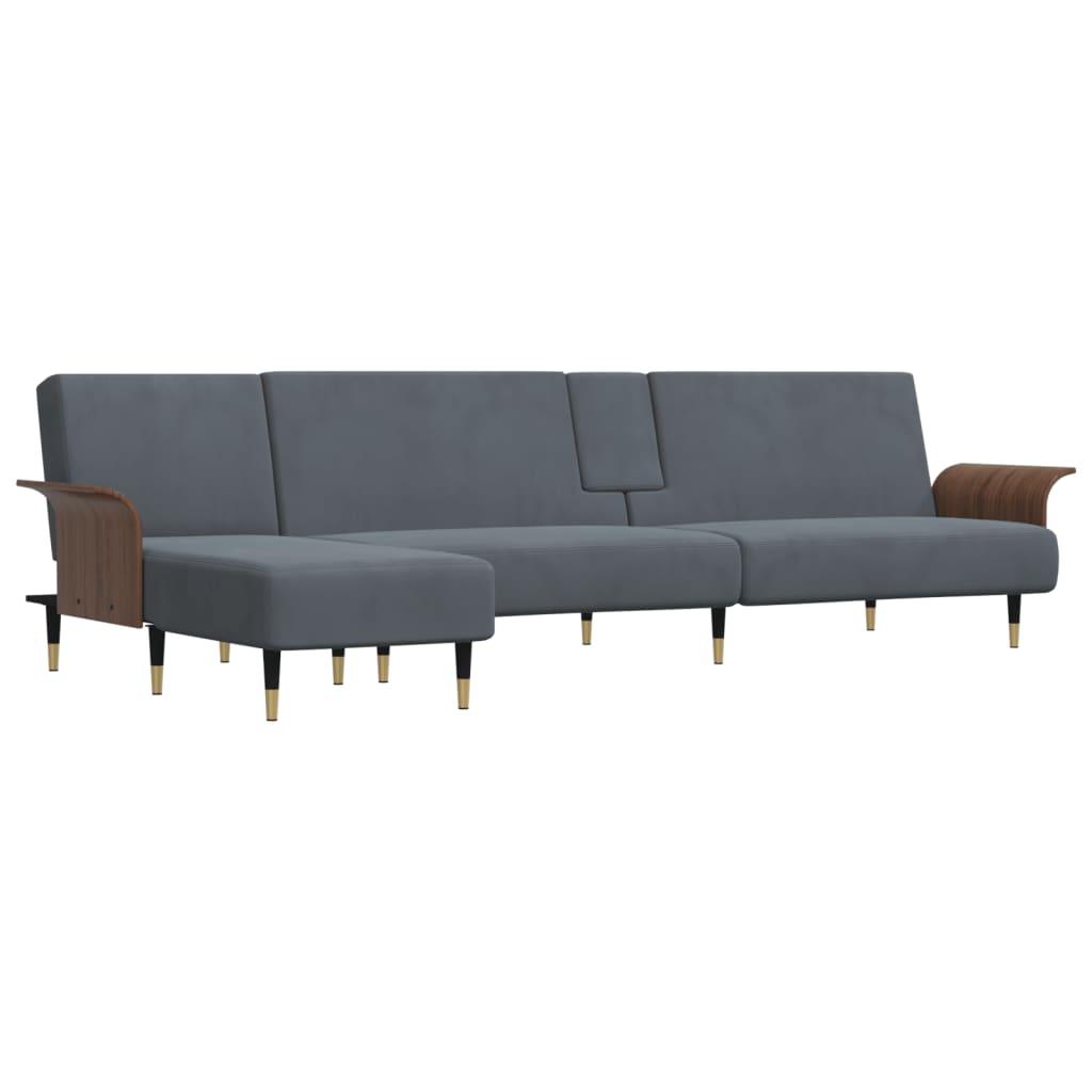 Divano Letto a L Grigio Scuro 279x140x70 cm in Velluto | homemem39
