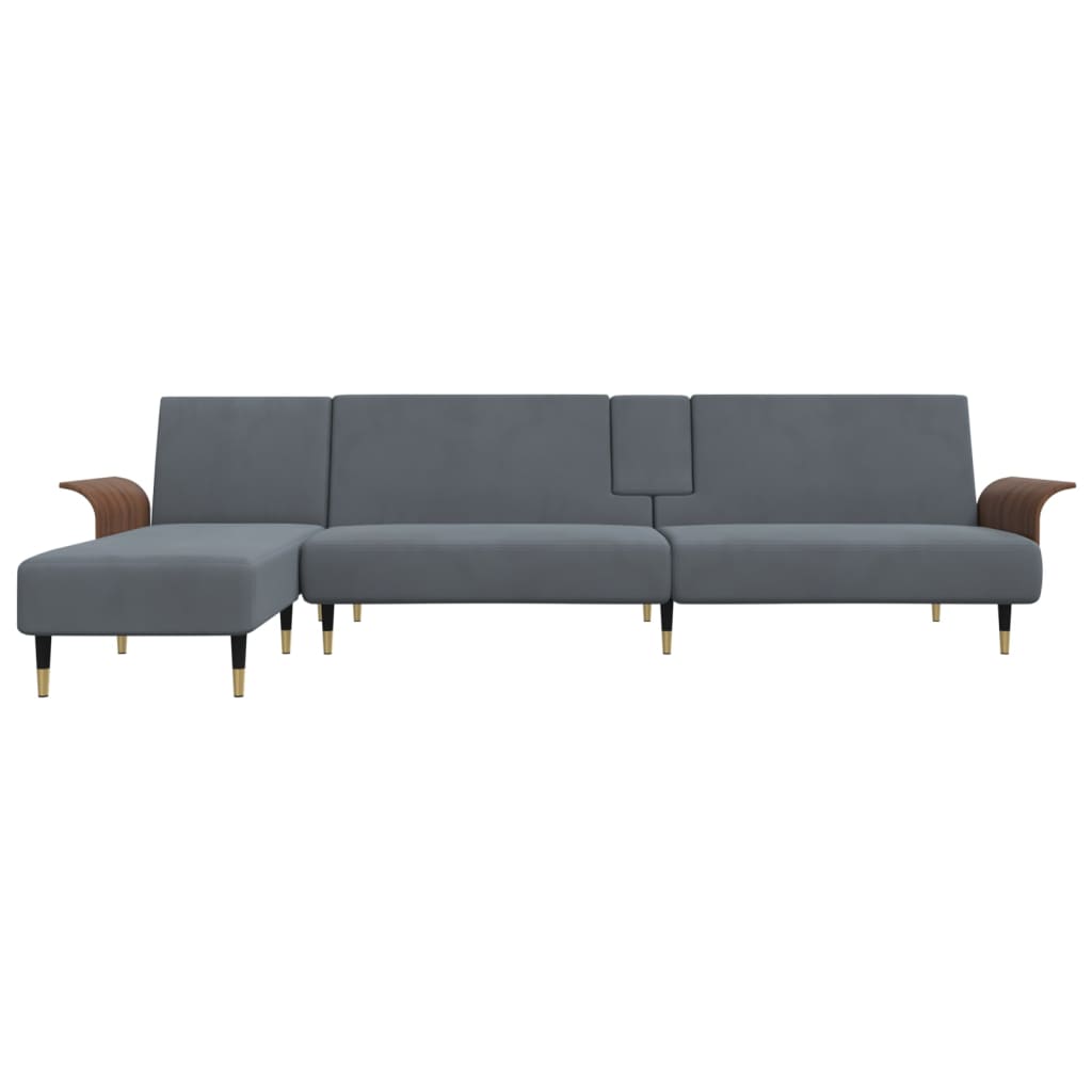 Divano Letto a L Grigio Scuro 279x140x70 cm in Velluto | homemem39