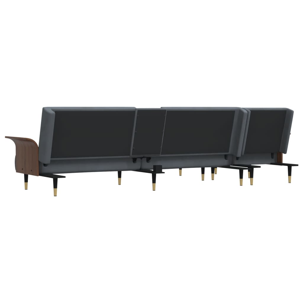 Divano Letto a L Grigio Scuro 279x140x70 cm in Velluto | homemem39