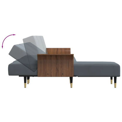 Divano Letto a L Grigio Scuro 279x140x70 cm in Velluto | homemem39