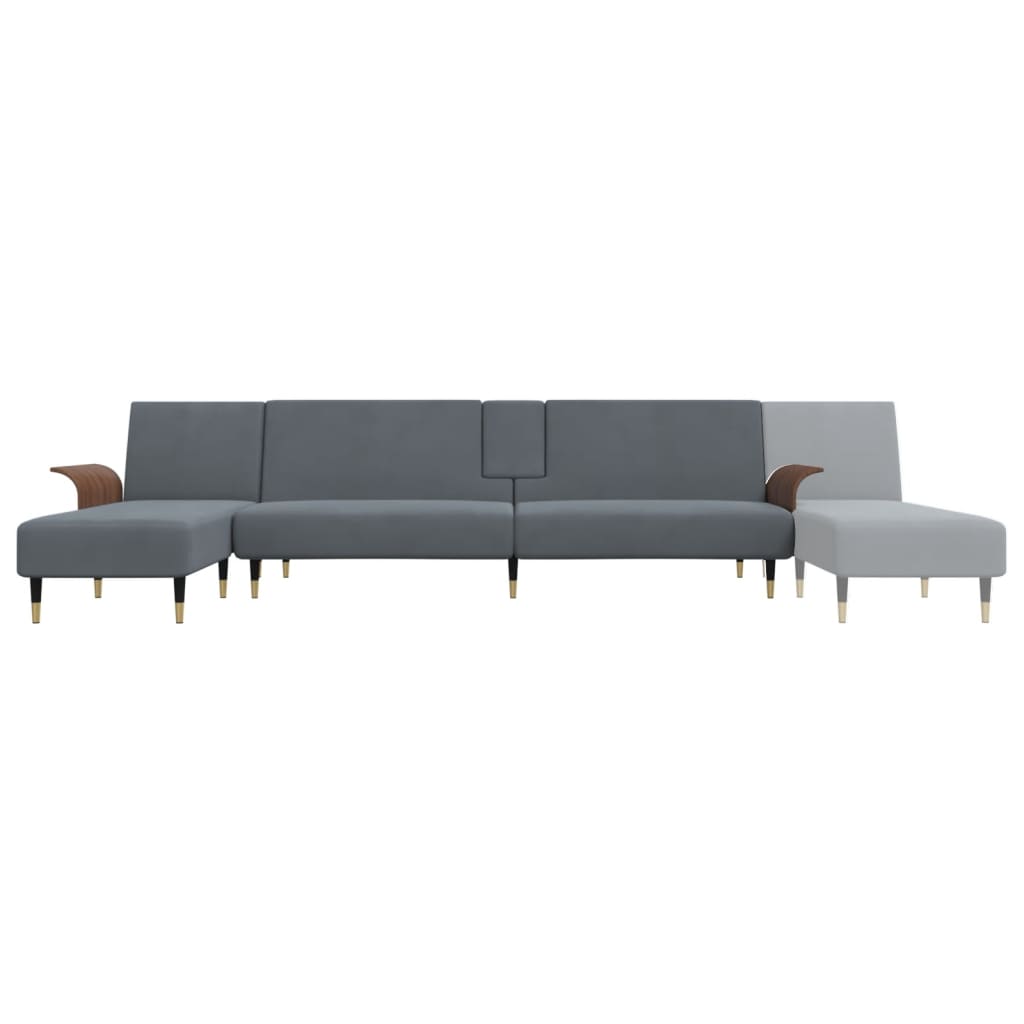 Divano Letto a L Grigio Scuro 279x140x70 cm in Velluto | homemem39