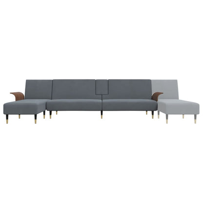 Divano Letto a L Grigio Scuro 279x140x70 cm in Velluto | homemem39