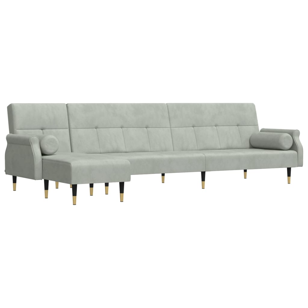 Divano Letto a L Grigio Chiaro 271x140x70 cm in Velluto - homemem39