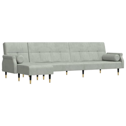 Divano Letto a L Grigio Chiaro 271x140x70 cm in Velluto - homemem39