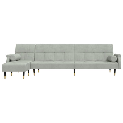 Divano Letto a L Grigio Chiaro 271x140x70 cm in Velluto - homemem39