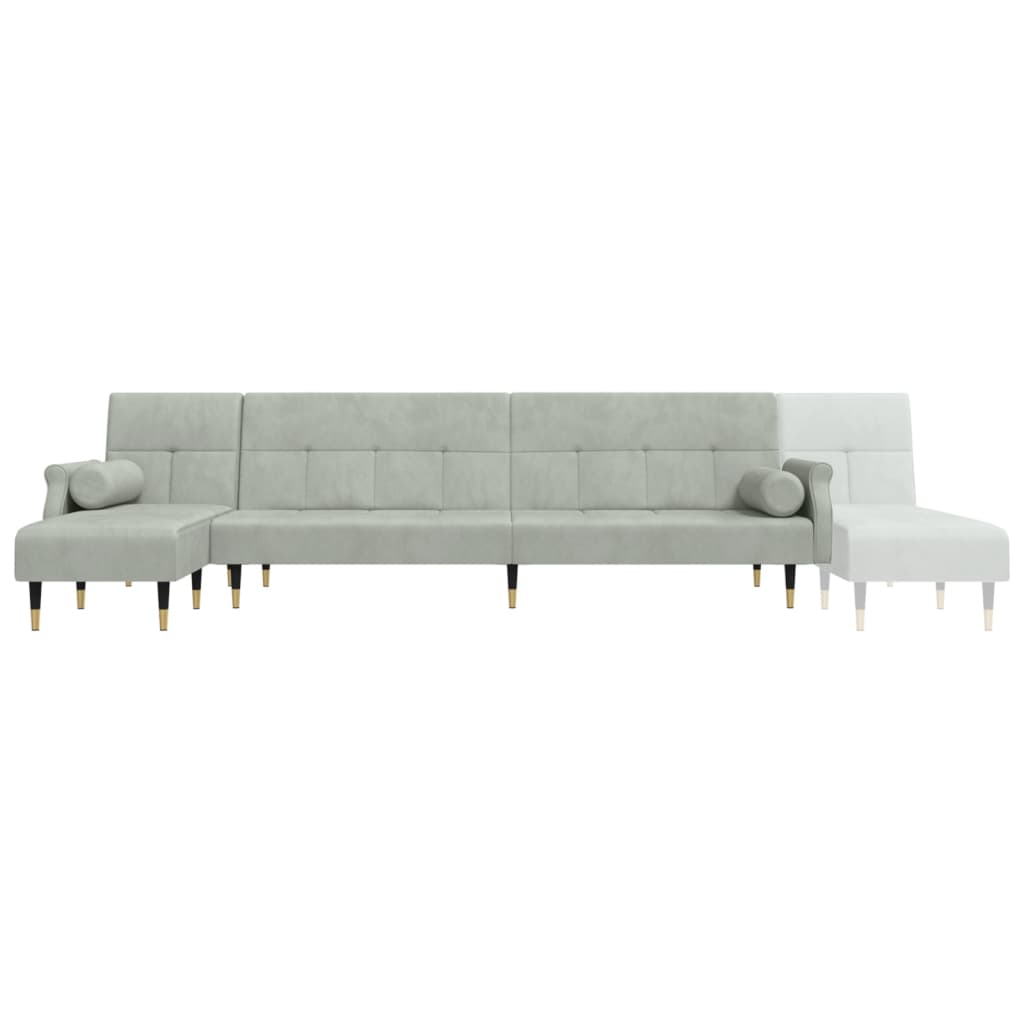 Divano Letto a L Grigio Chiaro 271x140x70 cm in Velluto - homemem39