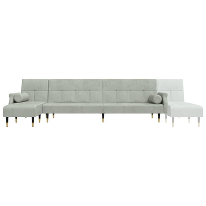 Divano Letto a L Grigio Chiaro 271x140x70 cm in Velluto - homemem39