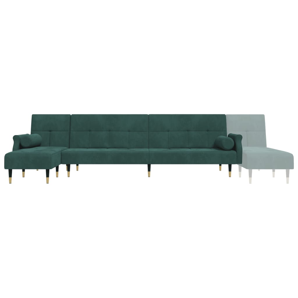 Divano Letto a L Verde Scuro 271x140x70 cm in Velluto