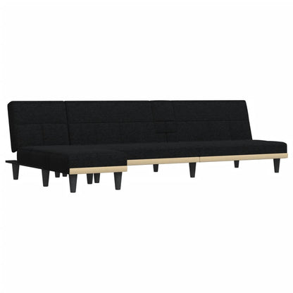 Divano Letto a L Nero 255x140x70 cm in Tessuto - homemem39