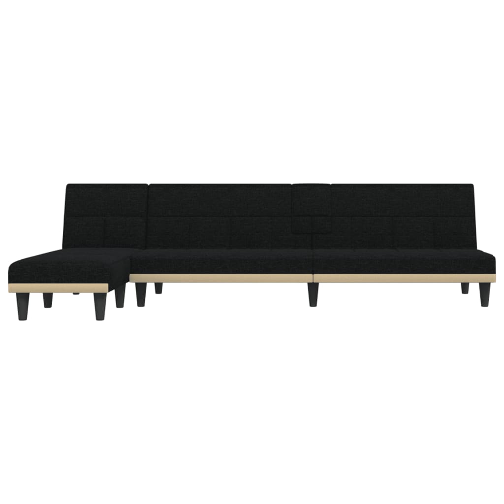 Divano Letto a L Nero 255x140x70 cm in Tessuto - homemem39