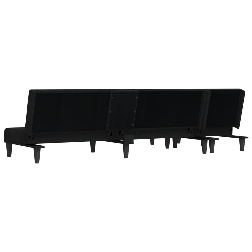 Divano Letto a L Nero 255x140x70 cm in Tessuto - homemem39