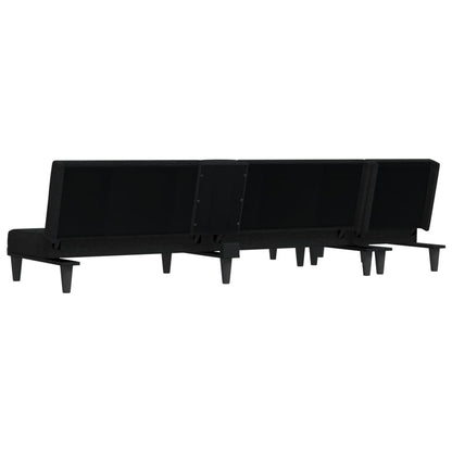 Divano Letto a L Nero 255x140x70 cm in Tessuto - homemem39