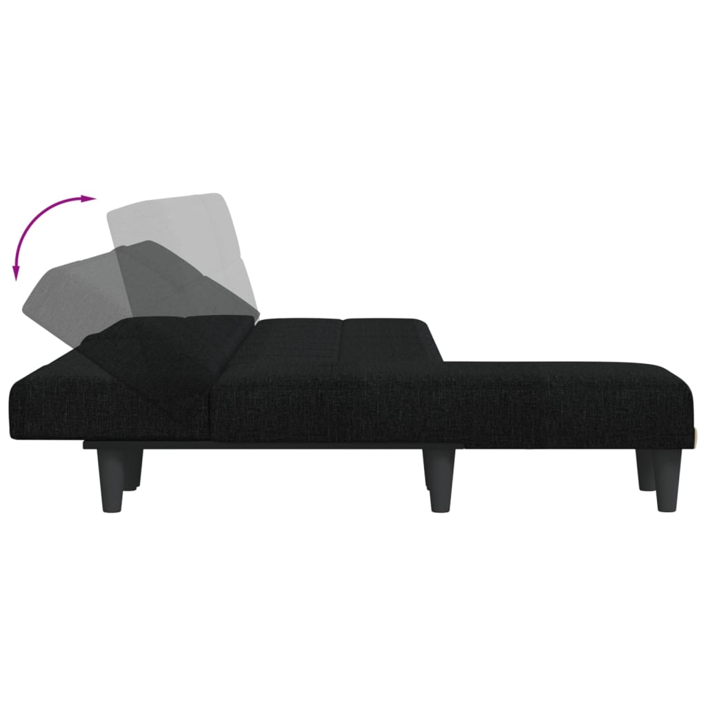 Divano Letto a L Nero 255x140x70 cm in Tessuto - homemem39