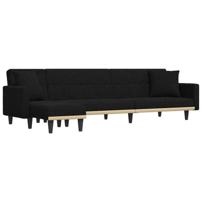 Divano Letto a L Nero 275x140x70 cm in Tessuto - homemem39