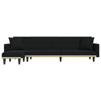 Divano Letto a L Nero 275x140x70 cm in Tessuto