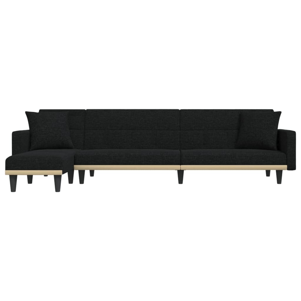 Divano Letto a L Nero 275x140x70 cm in Tessuto - homemem39