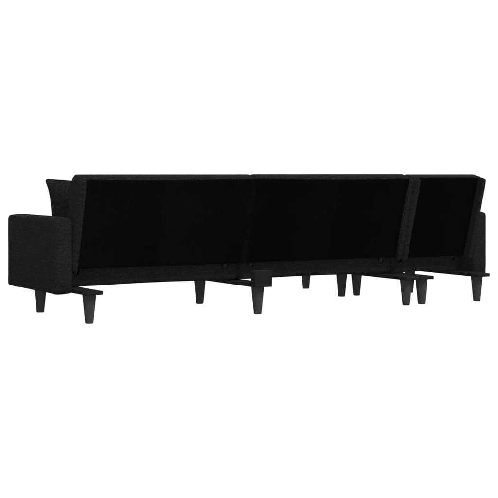 Divano Letto a L Nero 275x140x70 cm in Tessuto - homemem39