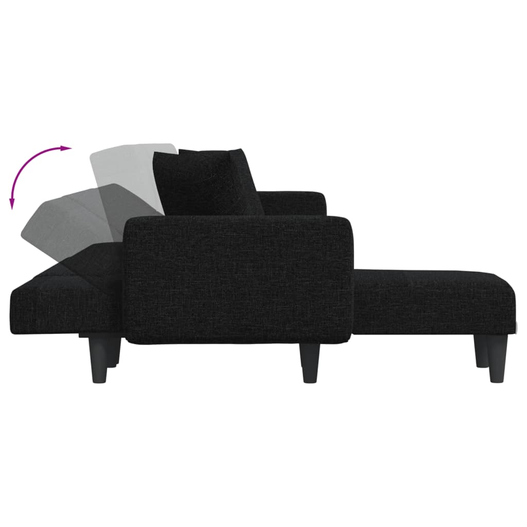 Divano Letto a L Nero 275x140x70 cm in Tessuto - homemem39