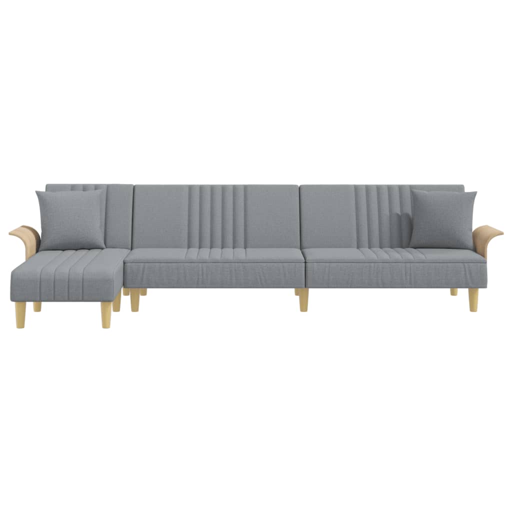 Divano Letto a L Grigio Chiaro 279x140x70 cm in Tessuto - homemem39