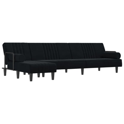 Divano Letto a L Nero 260x140x70 cm in Velluto