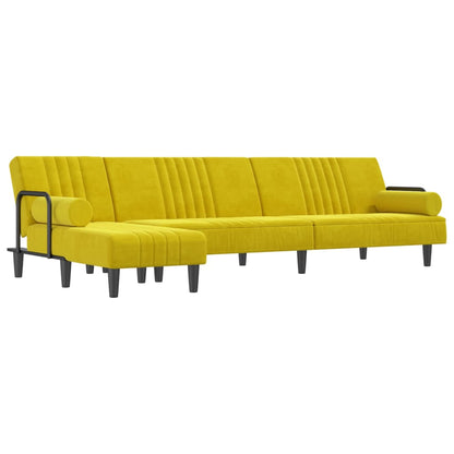 Divano Letto a L Giallo 260x140x70 cm in Velluto - homemem39