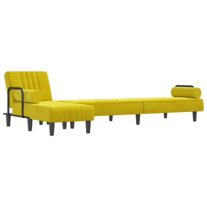 Divano Letto a L Giallo 260x140x70 cm in Velluto