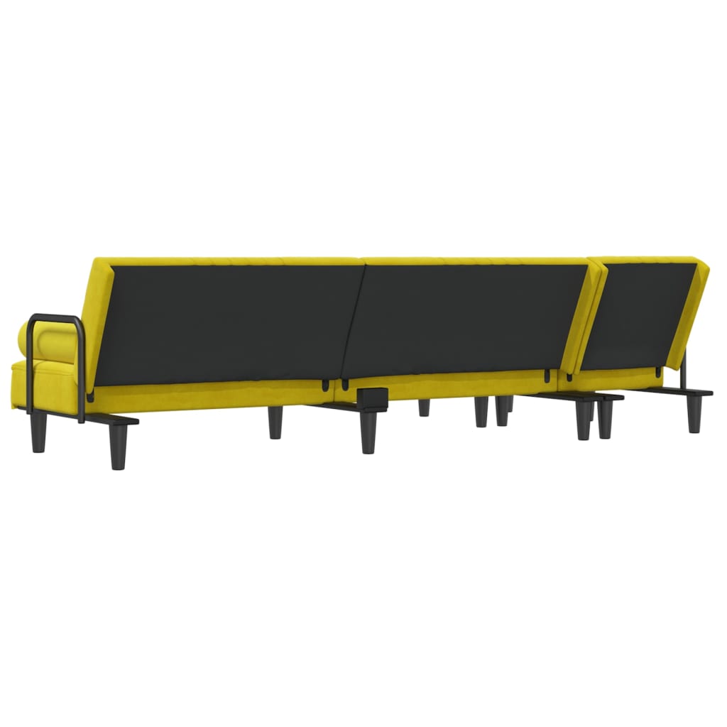 Divano Letto a L Giallo 260x140x70 cm in Velluto - homemem39