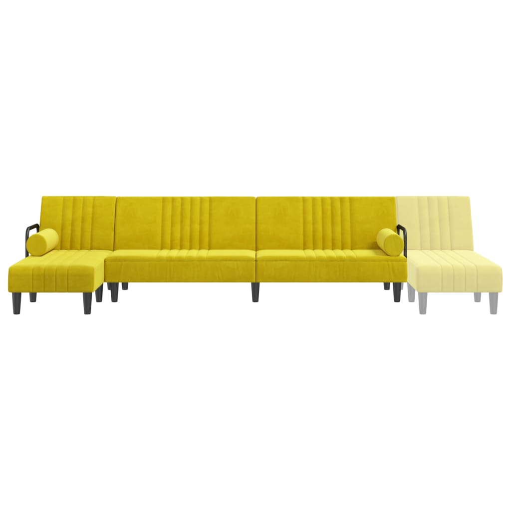 Divano Letto a L Giallo 260x140x70 cm in Velluto - homemem39