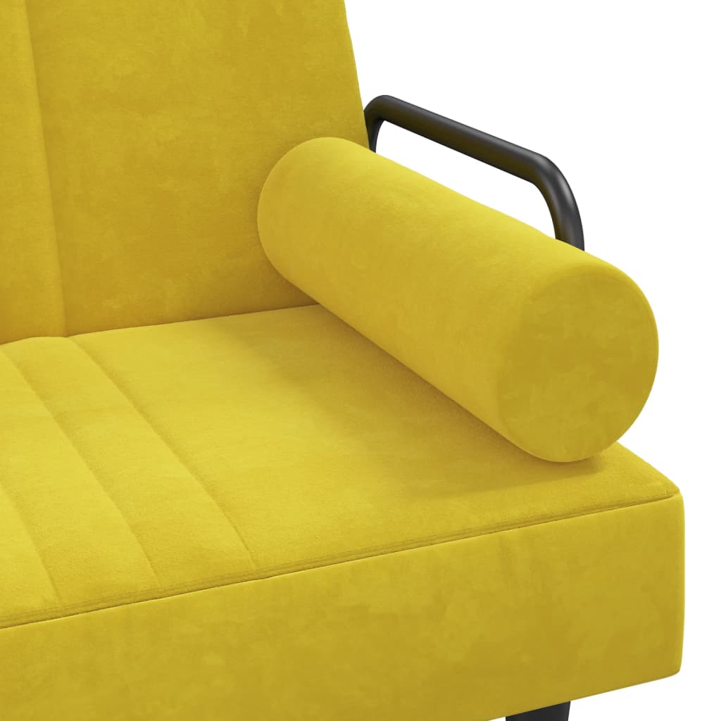 Divano Letto a L Giallo 260x140x70 cm in Velluto