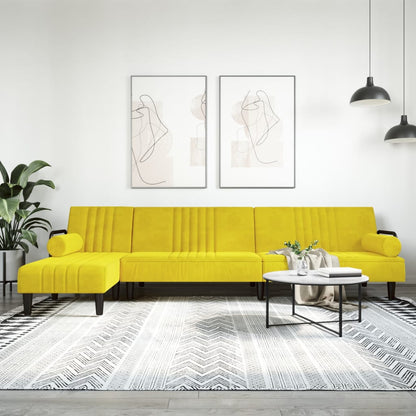 Divano Letto a L Giallo 260x140x70 cm in Velluto - homemem39