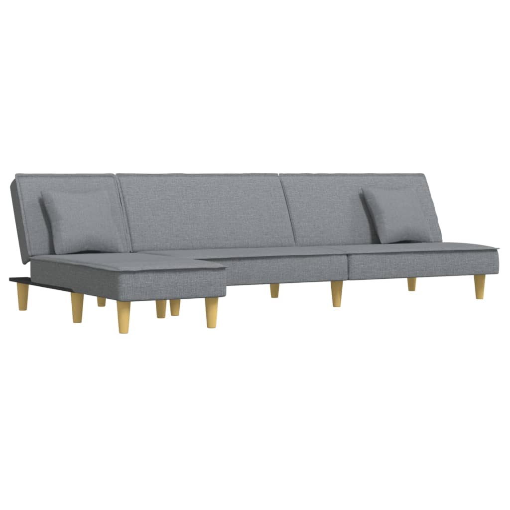 Divano Letto a L Grigio Chiaro 255x140x70 cm in Tessuto - homemem39