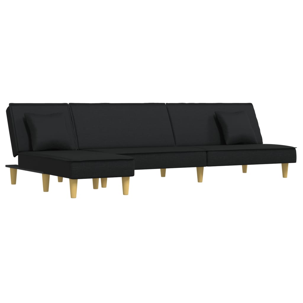 Divano Letto a L Nero 255x140x70 cm in Tessuto - homemem39
