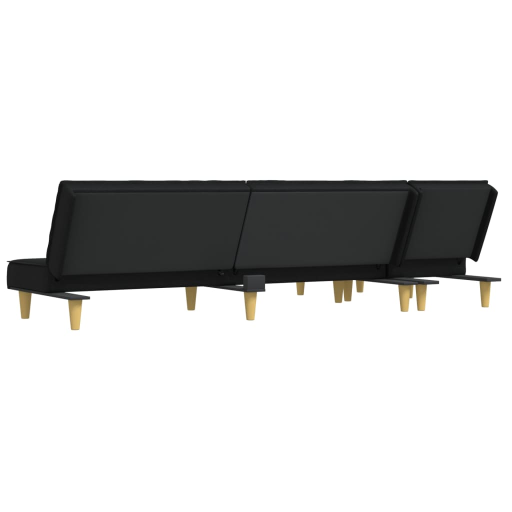 Divano Letto a L Nero 255x140x70 cm in Tessuto - homemem39