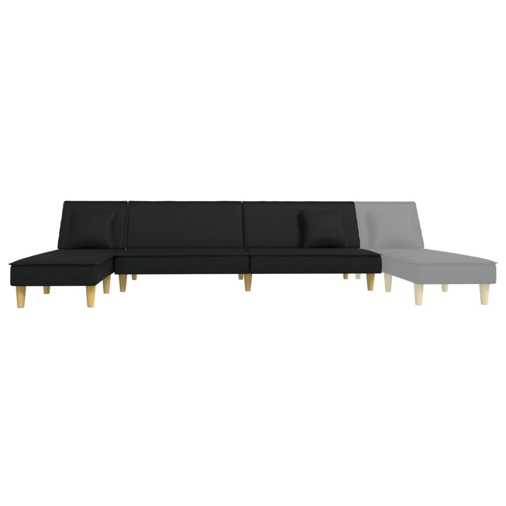 Divano Letto a L Nero 255x140x70 cm in Tessuto - homemem39