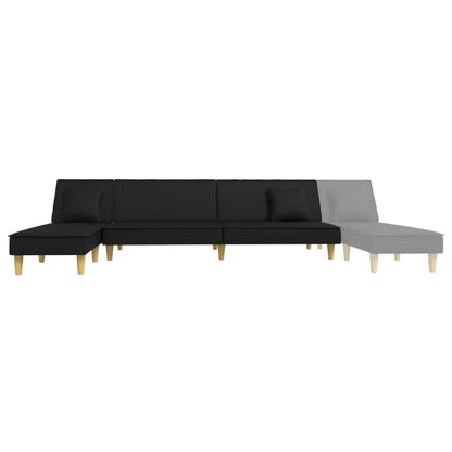 Divano Letto a L Nero 255x140x70 cm in Tessuto - homemem39