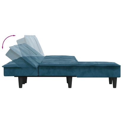 Divano Letto a L Blu 255x140x70 cm in Velluto