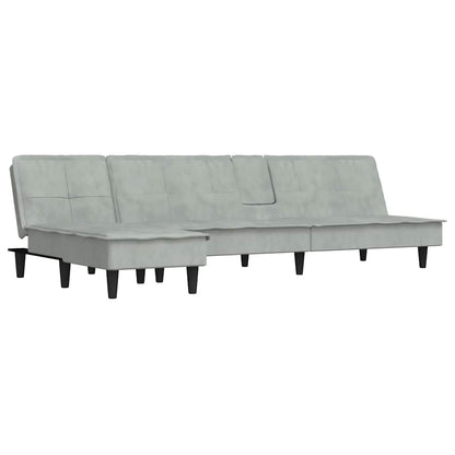 Divano Letto a L Grigio Chiaro 255x140x70 cm in Velluto