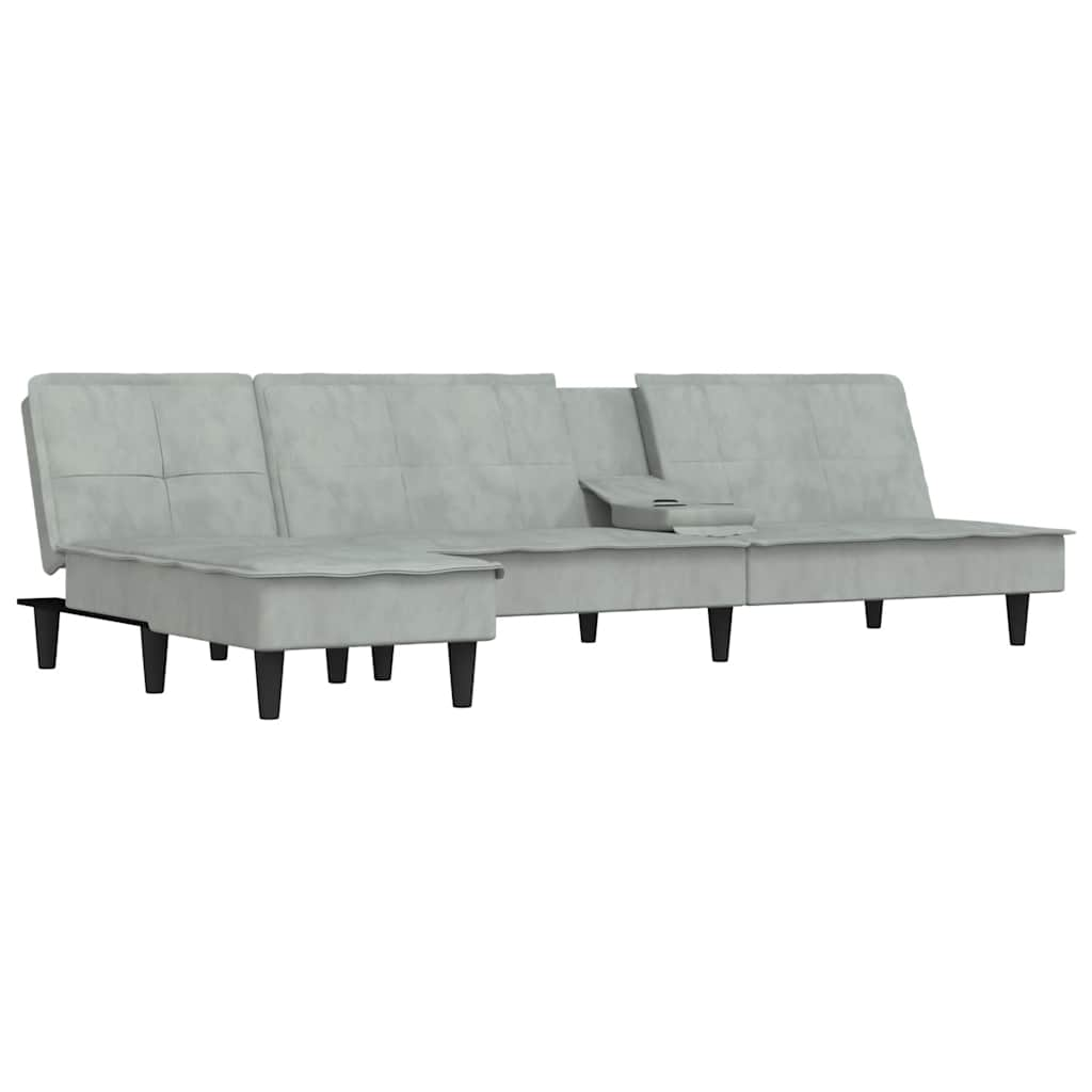 Divano Letto a L Grigio Chiaro 255x140x70 cm in Velluto