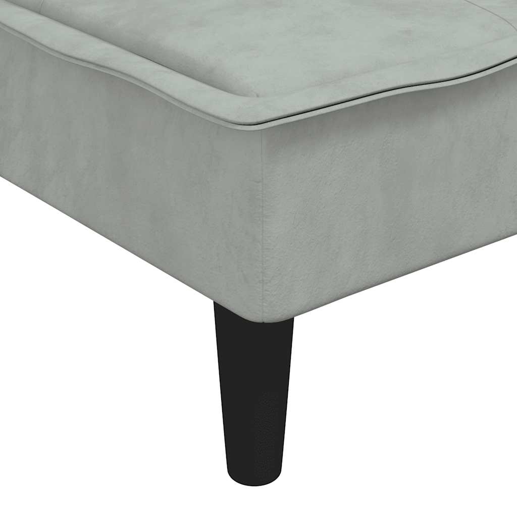 Divano Letto a L Grigio Chiaro 255x140x70 cm in Velluto