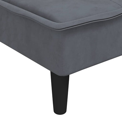 Divano Letto a L Grigio Scuro 255x140x70 cm in Velluto - homemem39