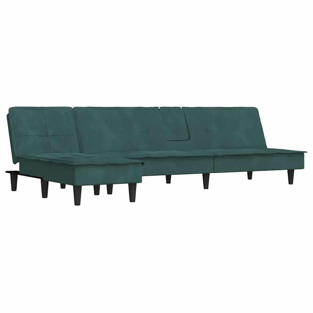 Divano Letto a L Verde Scuro 255x140x70 cm in Velluto - homemem39