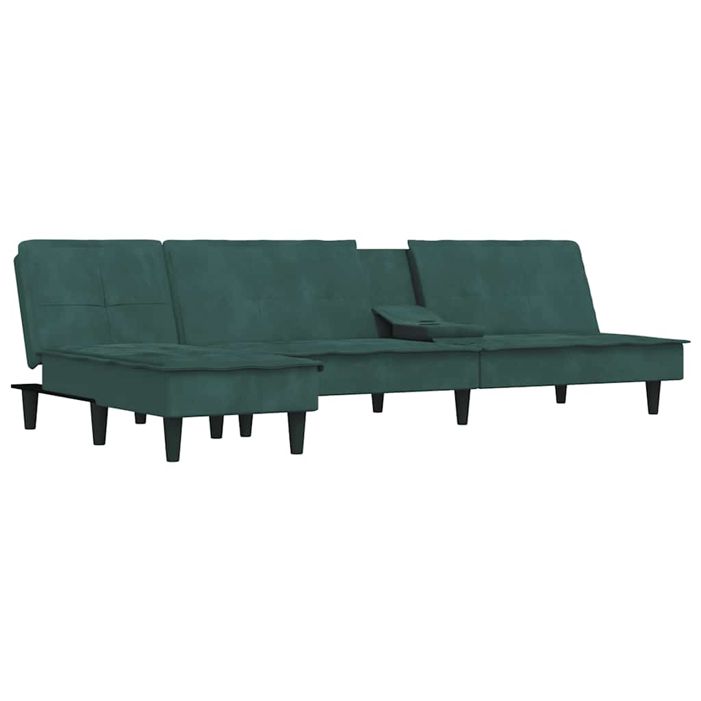 Divano Letto a L Verde Scuro 255x140x70 cm in Velluto