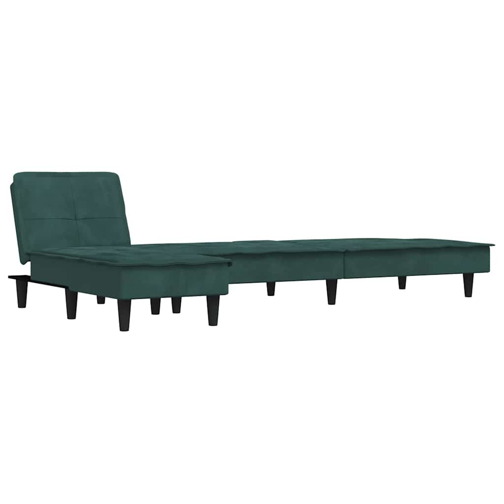 Divano Letto a L Verde Scuro 255x140x70 cm in Velluto