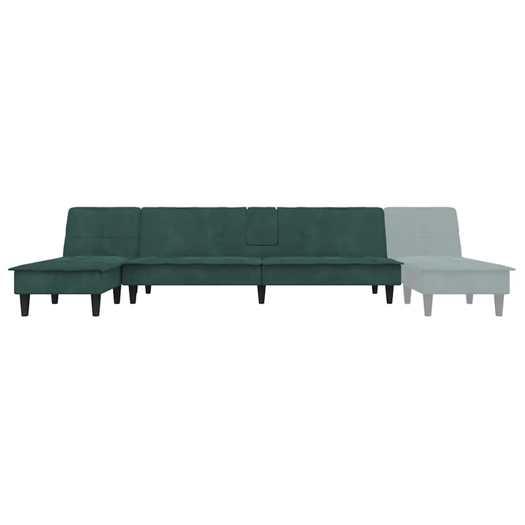 Divano Letto a L Verde Scuro 255x140x70 cm in Velluto