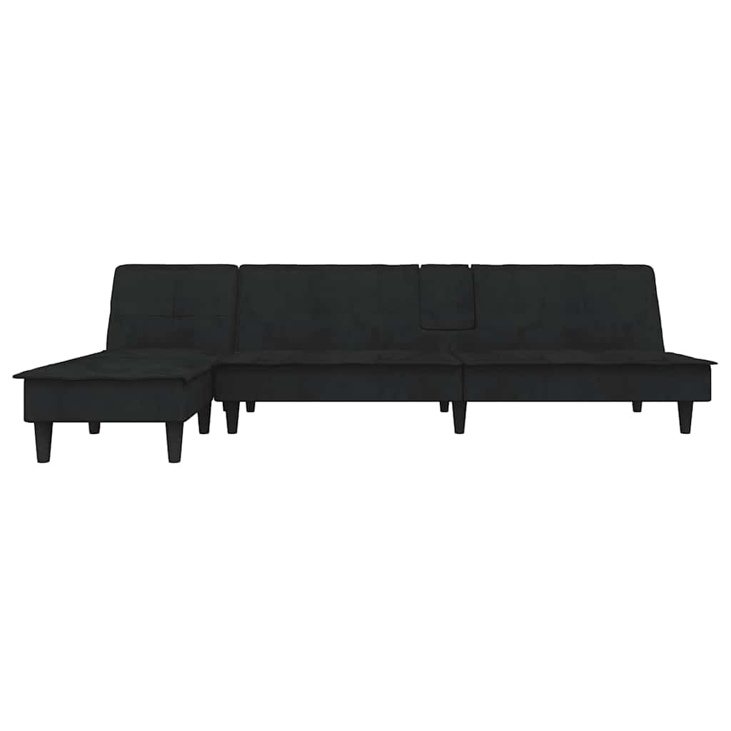 Divano Letto a L Nero 255x140x70 cm in Velluto - homemem39